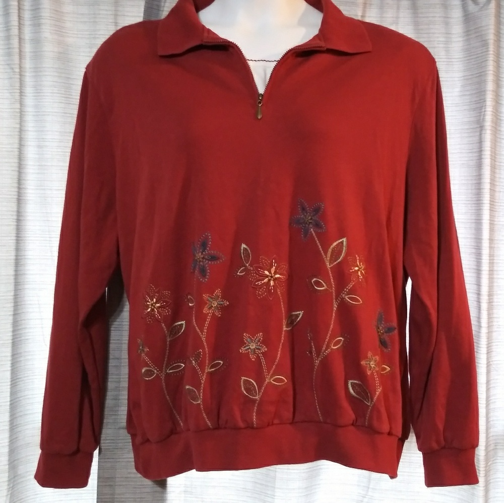 Alfred Dunner Burgundy Beaded Pullover